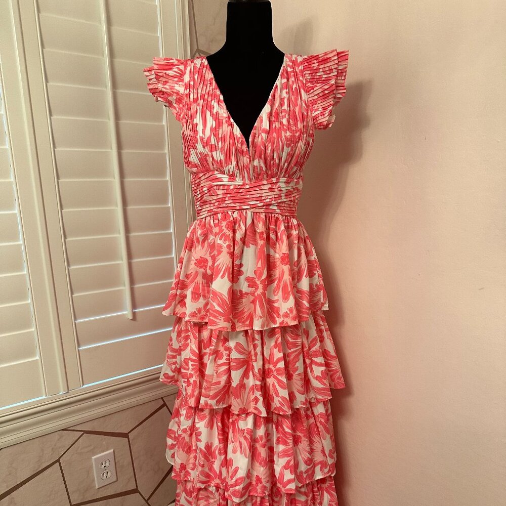 NWT - THE SANG Floral Ruffled Maxi Dress - Size Small